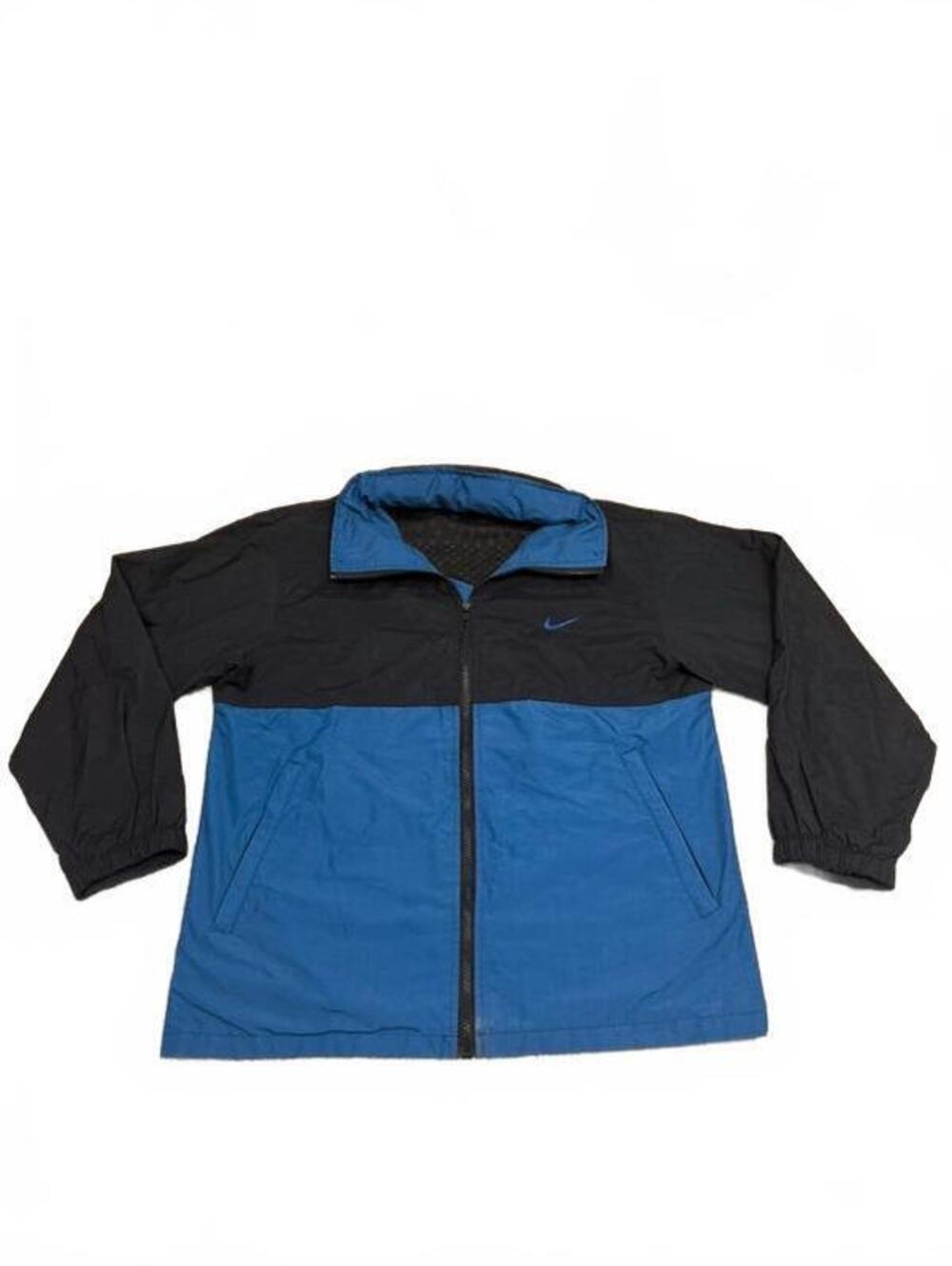 Vintage 90s Nike Windbreaker Jacket Blue Black Colorblock Swoosh Men’s Large